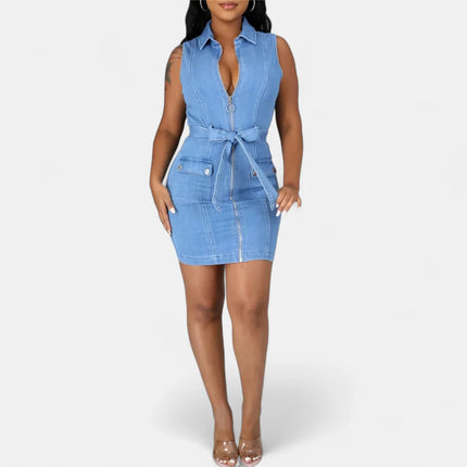 Robe en jean col V