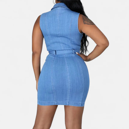 Robe en jean col V