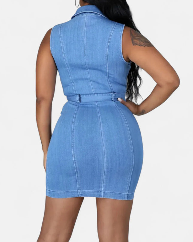Robe en jean col V