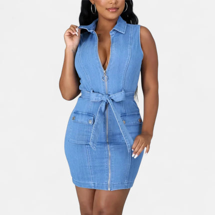 Robe en jean col V
