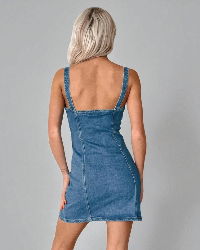 Robe en jean avec bouton