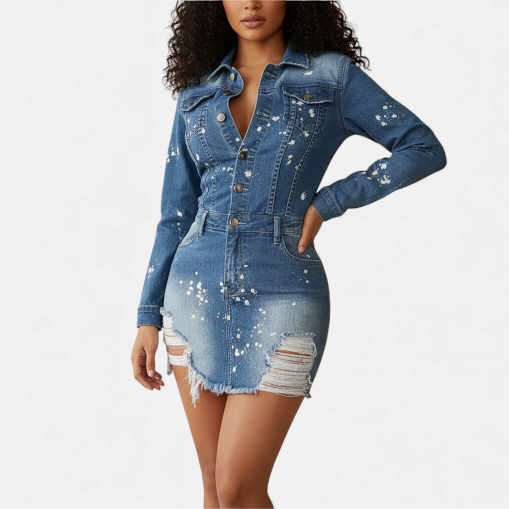 Robe en jean déchirée