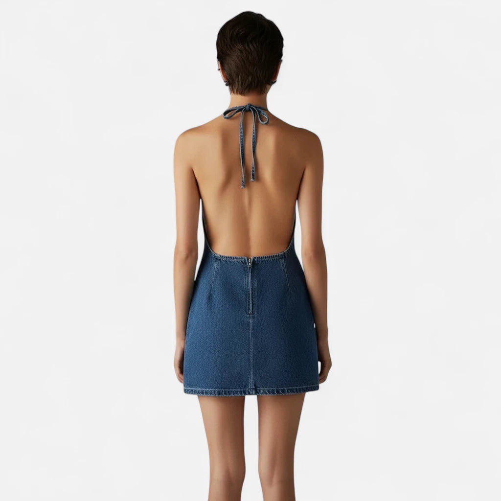 Robe en jean dos nu