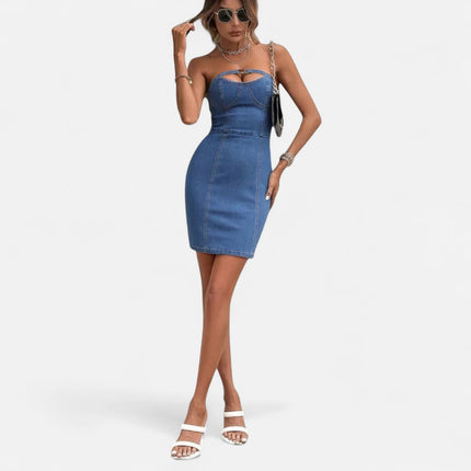 Robe en jean epaule denudée