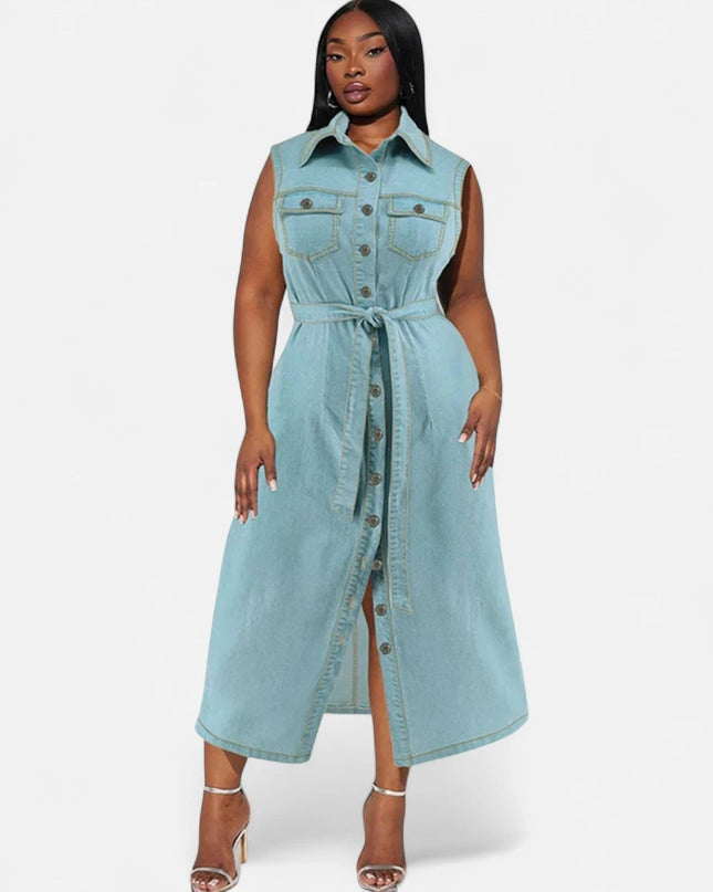 Robe en jean grande taille sans manches