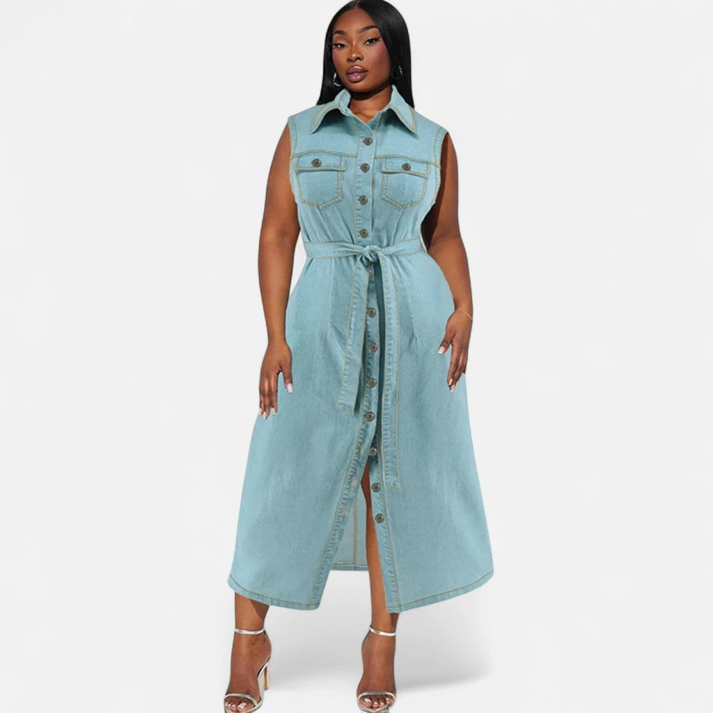 Robe en jean grande taille sans manches