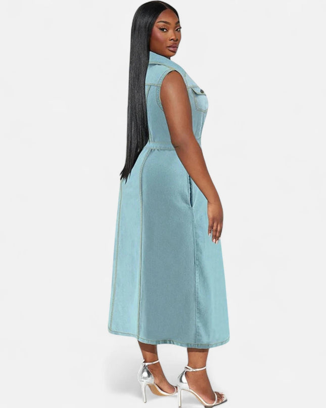 Robe en jean grande taille sans manches