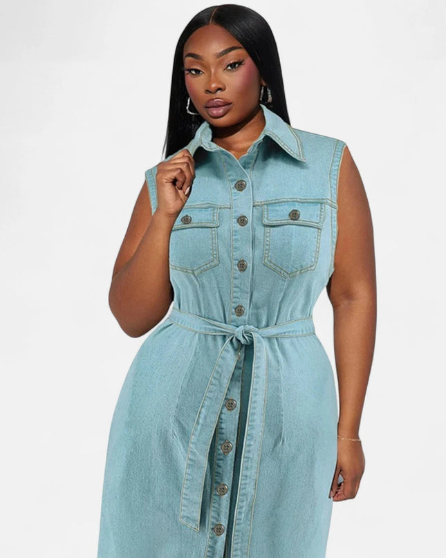 Robe en jean grande taille sans manches