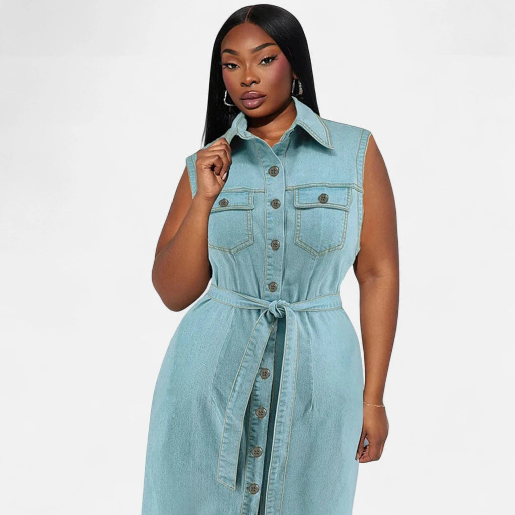 Robe en jean grande taille sans manches