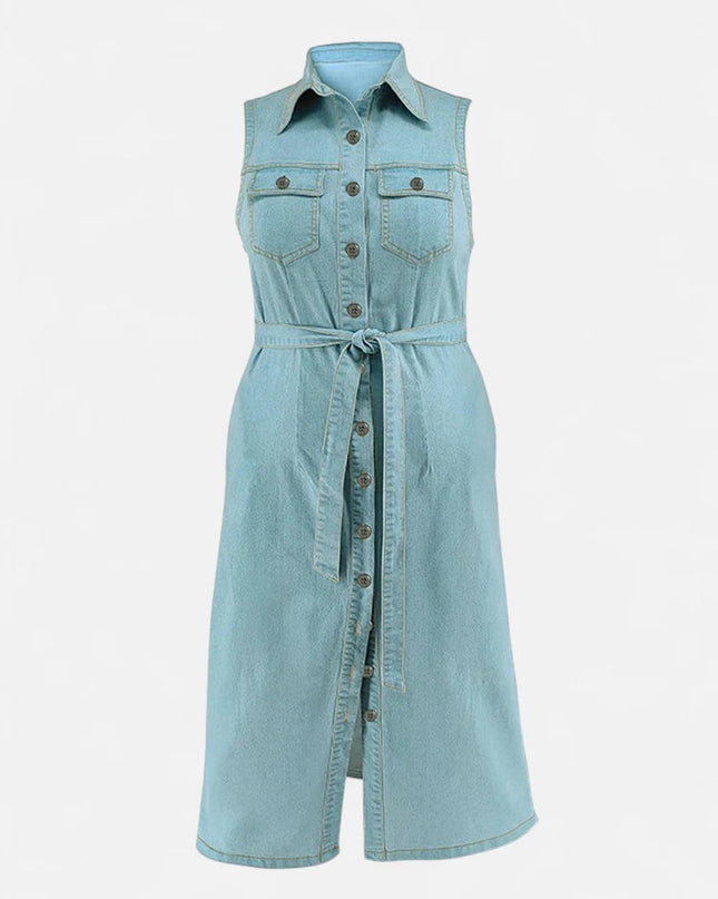 Robe en jean grande taille sans manches