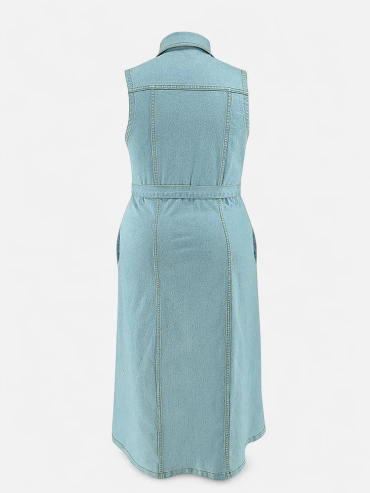 Robe en jean grande taille sans manches