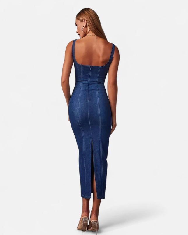 Robe en jean longue sans manche
