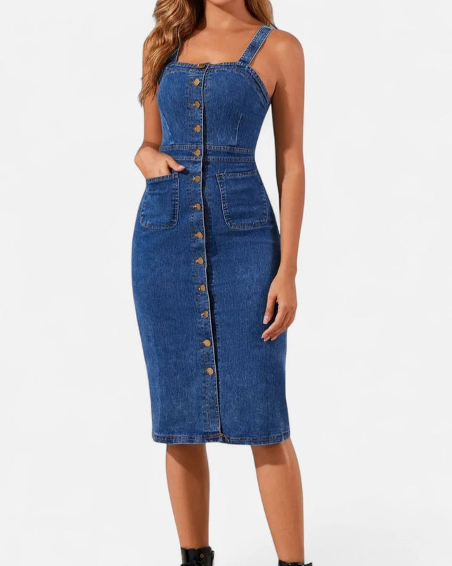 Robe en jean moulante mi-longue