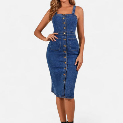 Robe en jean moulante mi-longue