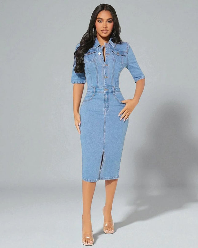 Robe mi longue en jean