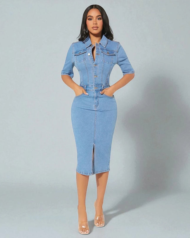 Robe mi longue en jean