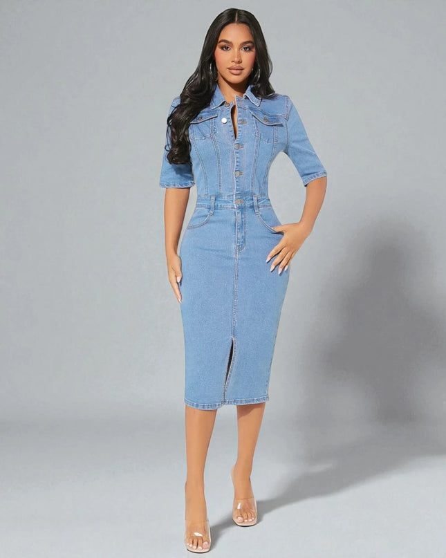 Robe mi longue en jean