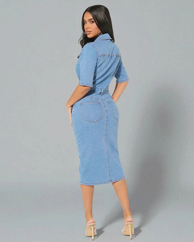 Robe mi longue en jean