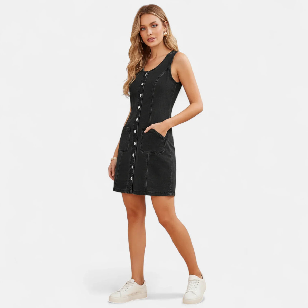 Robe en jean noir avec poches