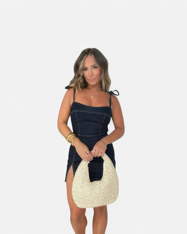 Robe en jean noir femme