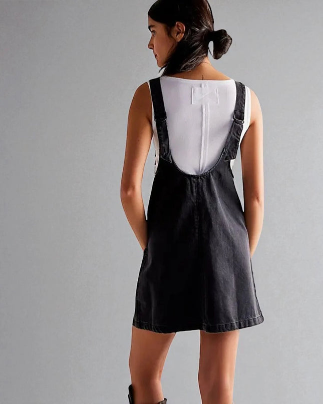 Robe salopette en jean noir