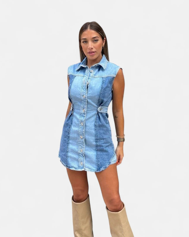 Robe en jean patchwork