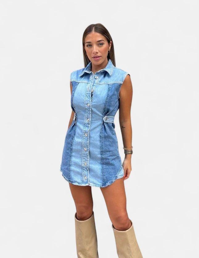 Robe en jean patchwork
