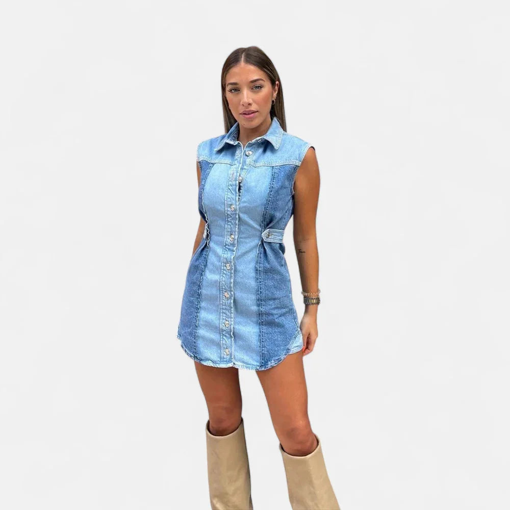 Robe en jean patchwork