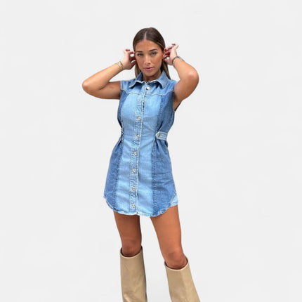 Robe en jean patchwork
