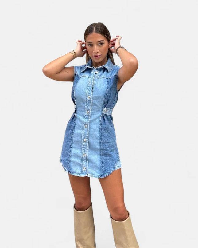 Robe en jean patchwork