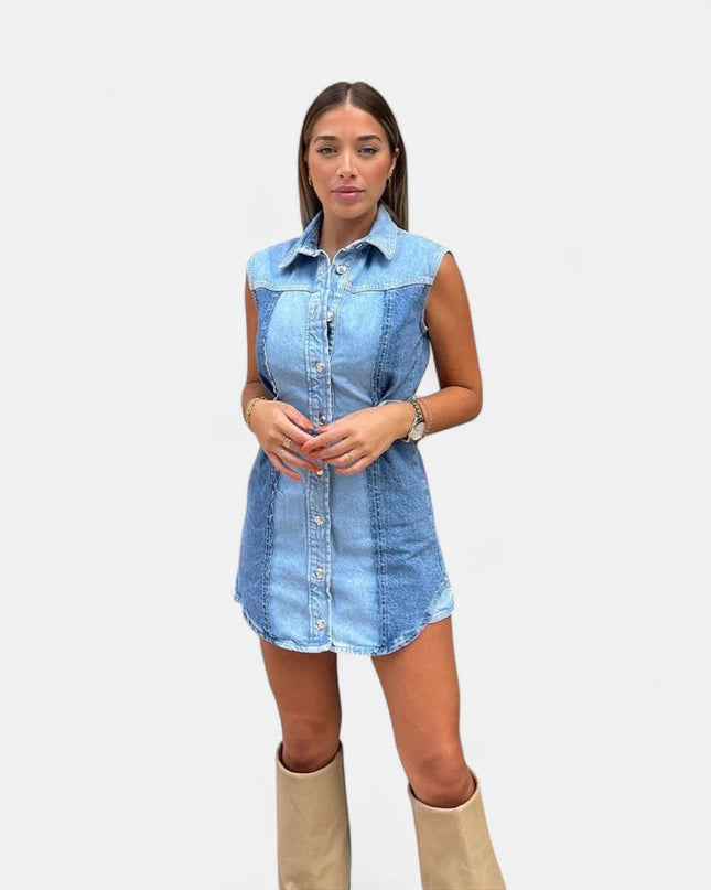 Robe en jean patchwork