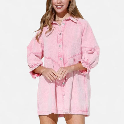 Robe en denim rose