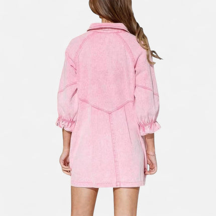 Robe en denim rose