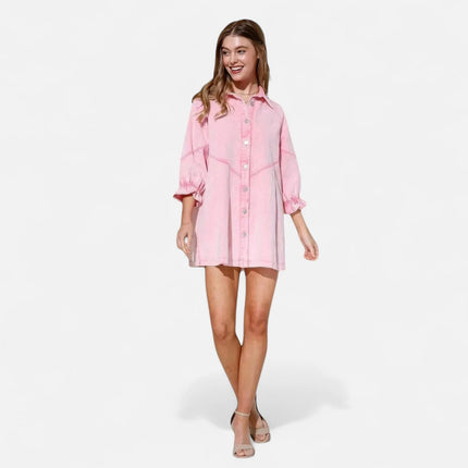 Robe en denim rose