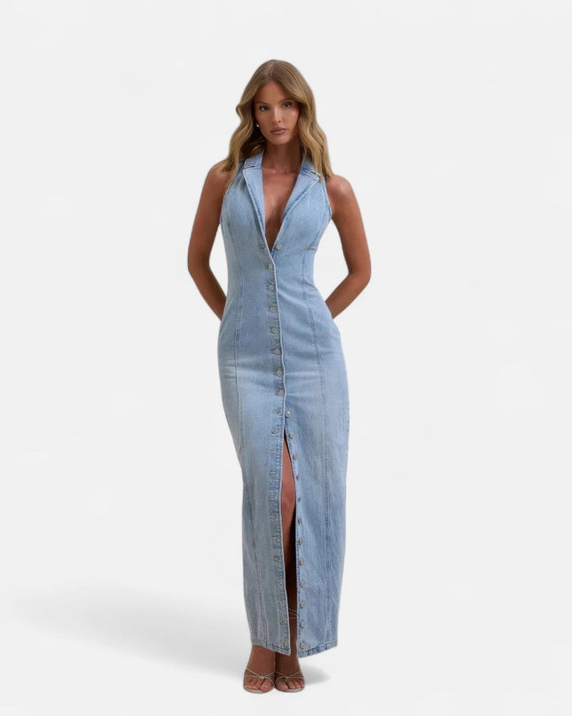 Robe longue bleu jean
