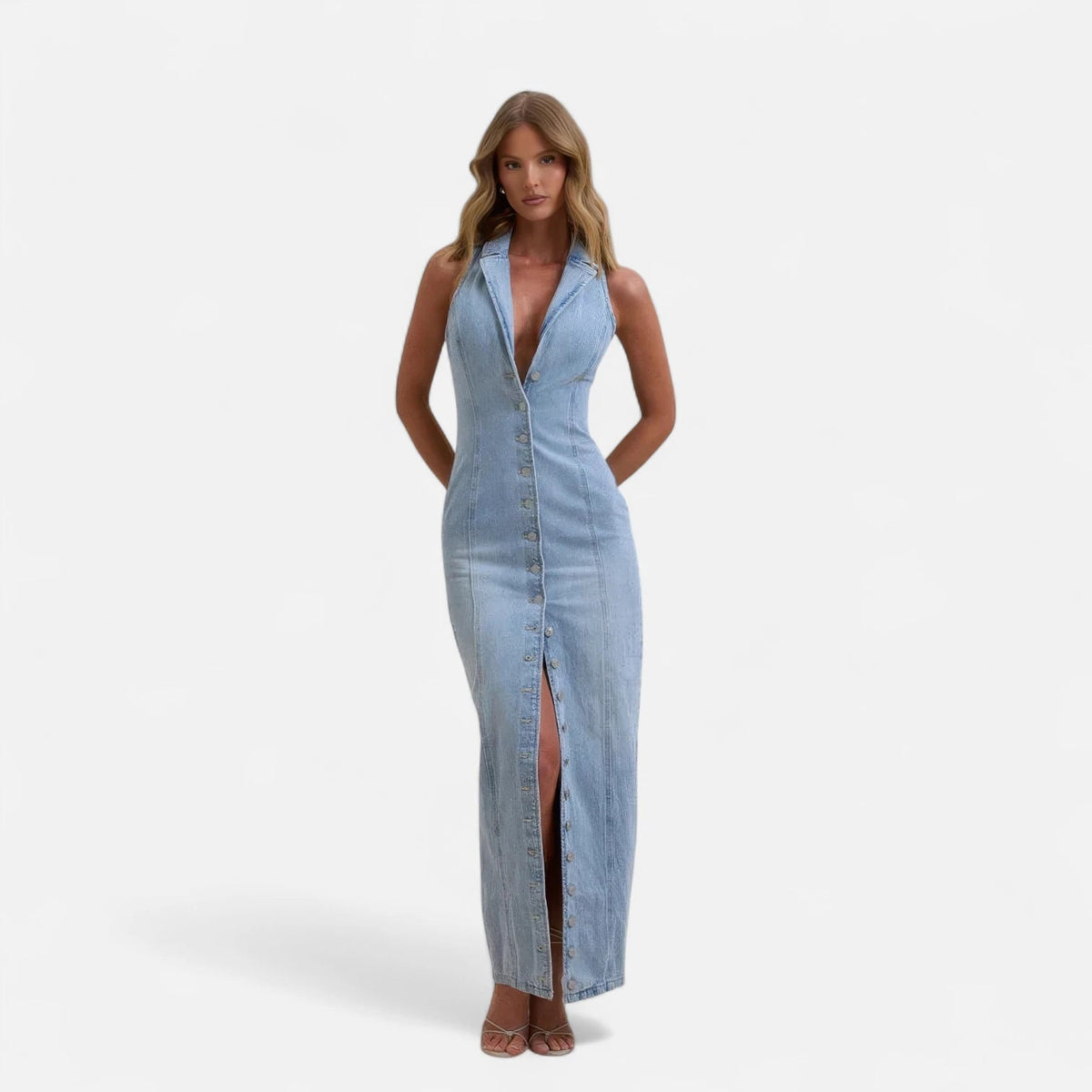 Robe longue bleu jean