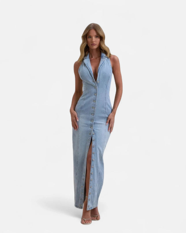 Robe longue bleu jean