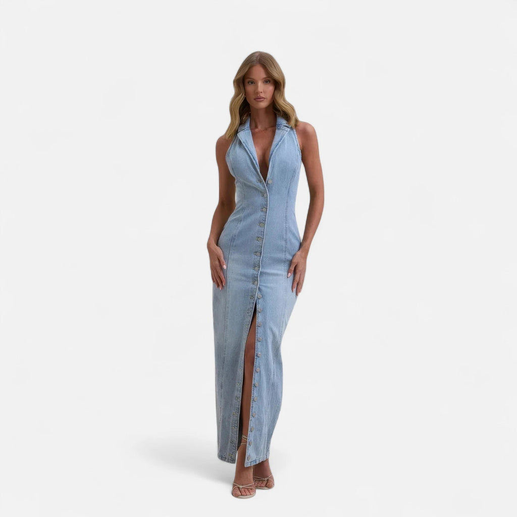 Robe longue bleu jean
