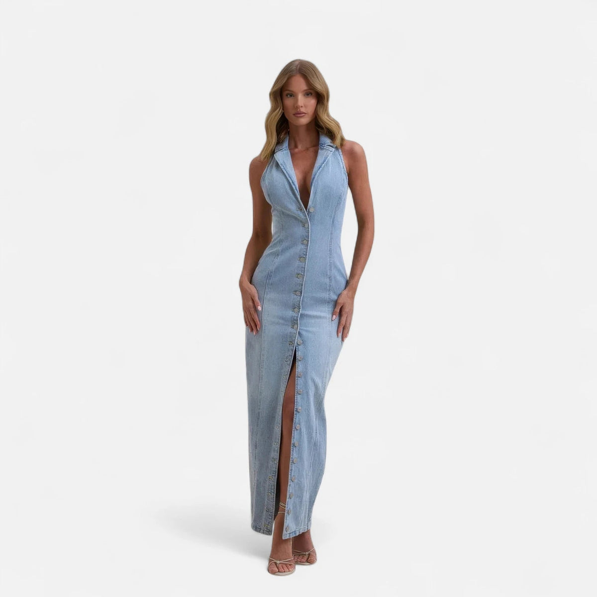 Robe longue bleu jean
