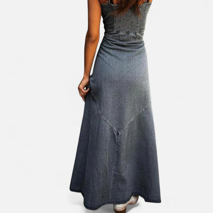 Robe longue en jean à bretelles fines