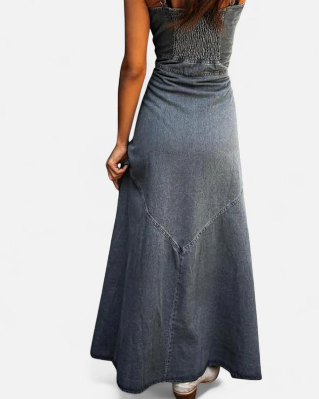 Robe longue en jean à bretelles fines