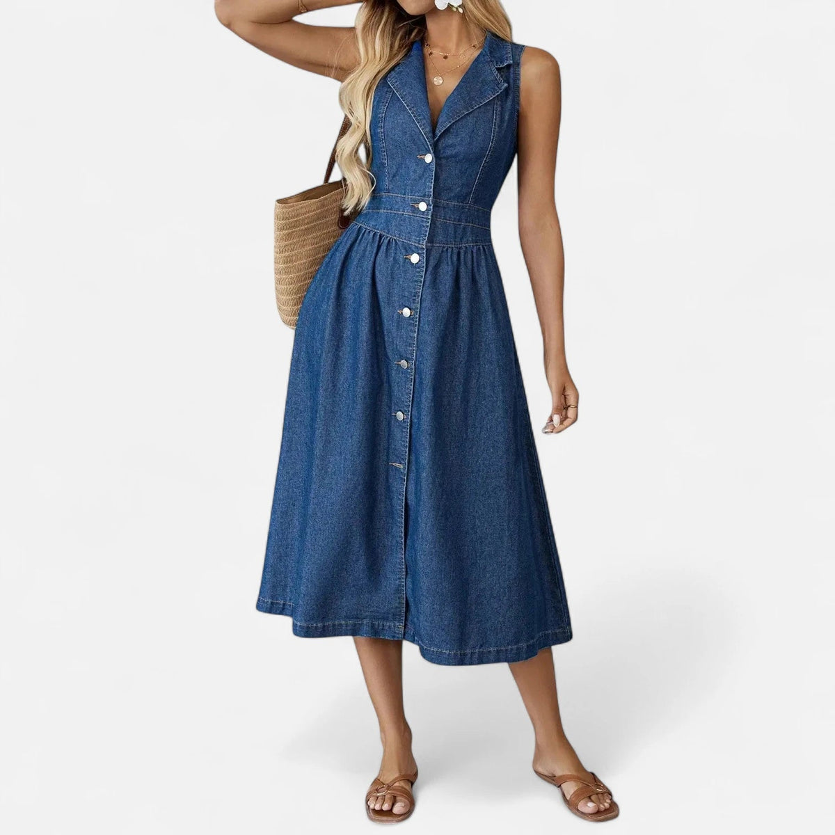 Robe longue en jean fluide