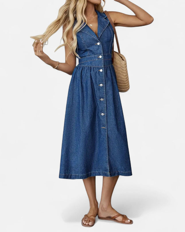 Robe longue en jean fluide