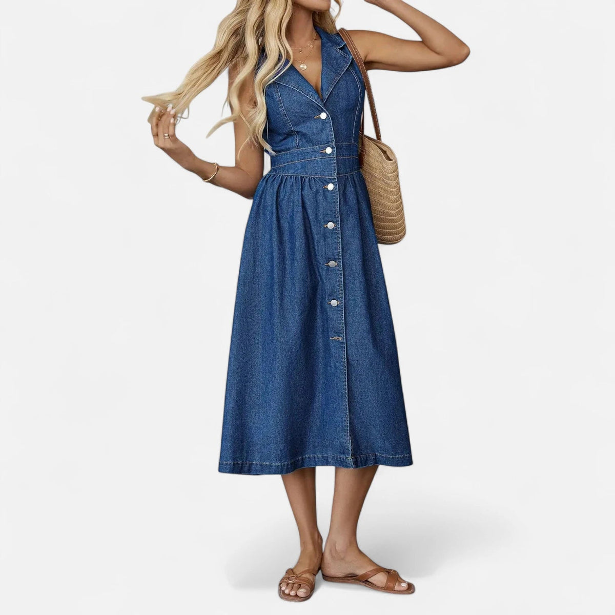 Robe longue en jean fluide