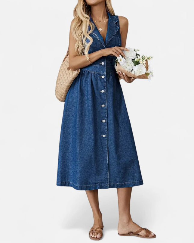 Robe longue en jean fluide