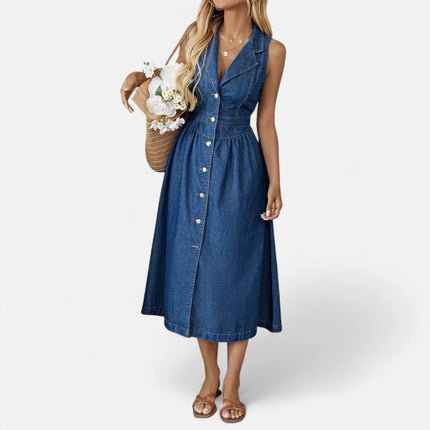 Robe longue en jean fluide