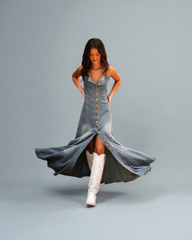 Robe Longue en Jean sans Manche