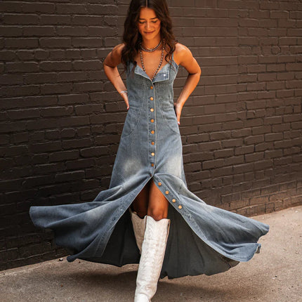 Robe Longue en Jean sans Manche