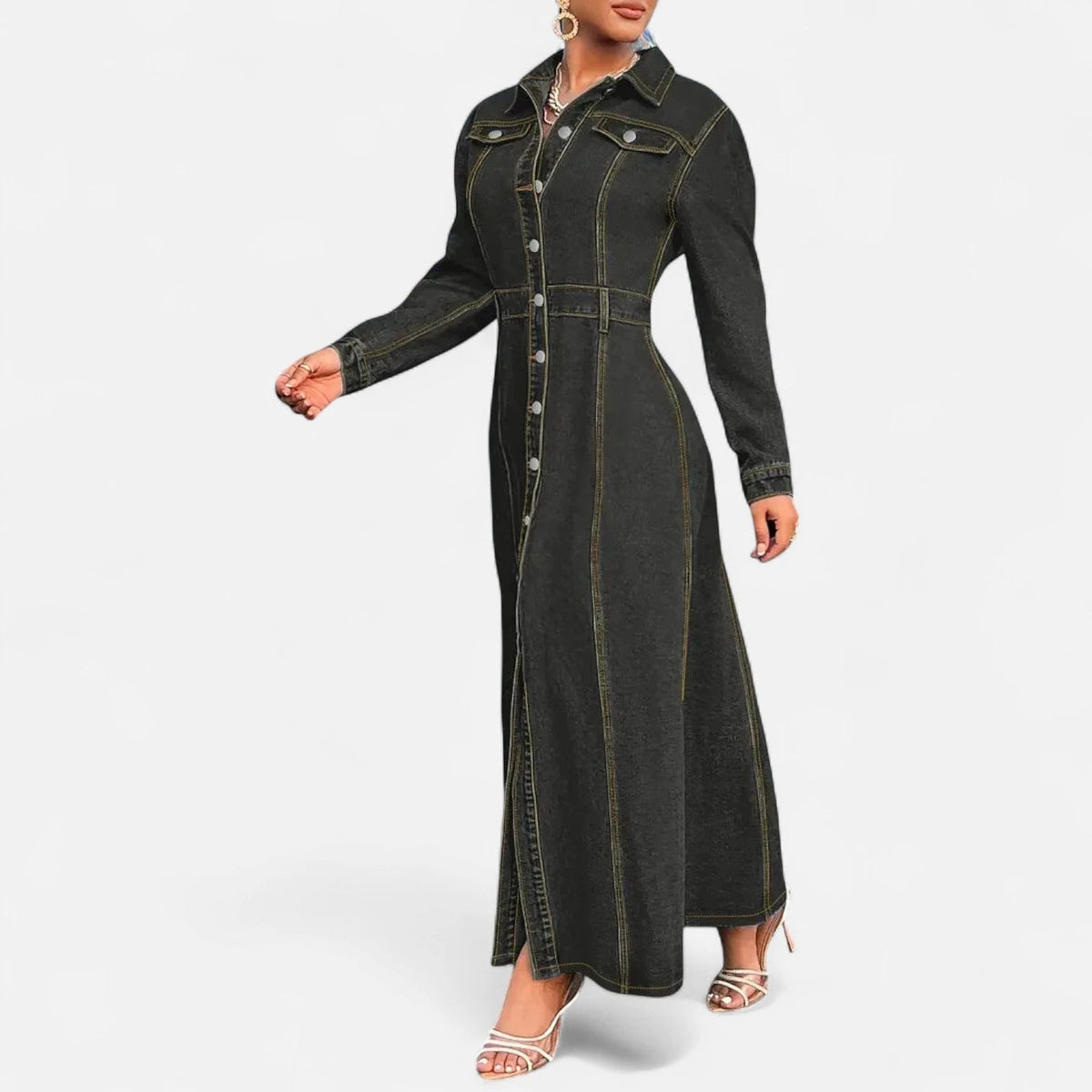 Robe longue noir en jean