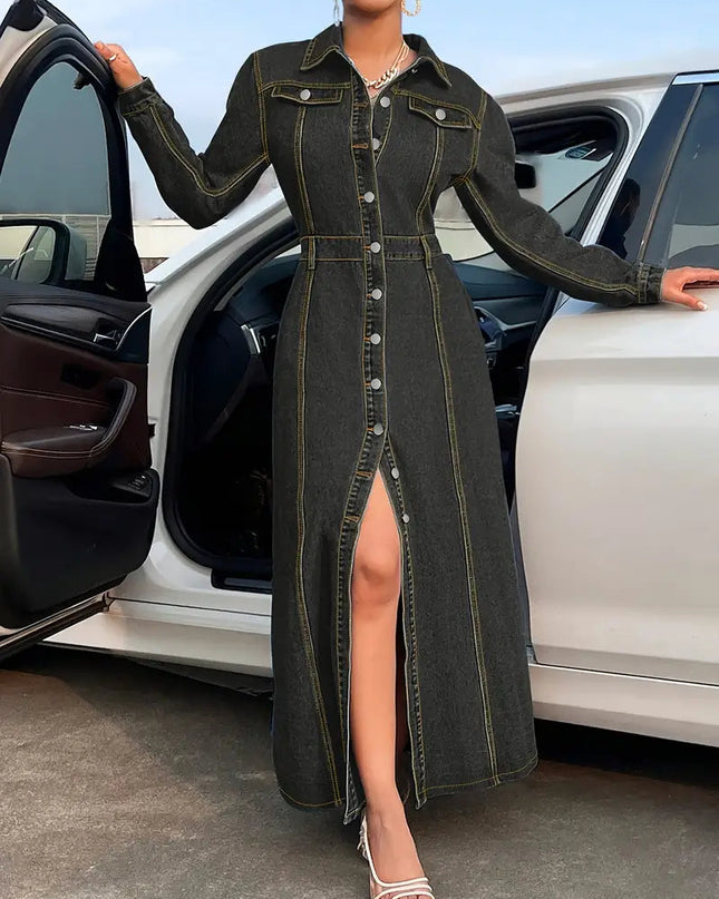 Robe longue noir en jean